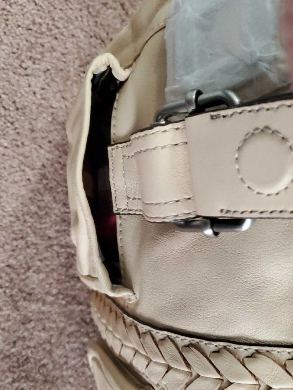 BRAND NEW!!  Tignanello Cream Braided Soft Leather LARGE Women’s Shoulder Bag